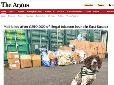 Man jailed after £250,000 of illegal tobacco found in shipping container 